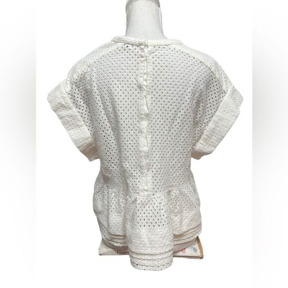 IRO Glen eyelet perforated cotton blend top in white sz 36 - Picture 4 of 6